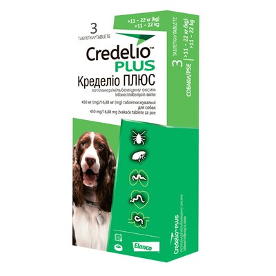 Таблетки для собак Elanco Credelio Plus від 11 до 22 кг 1 шт - masterzoo.ua