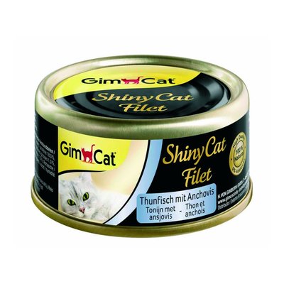 Вологий корм для котів GimCat Shiny Cat Filet 70 г (тунець та анчоус) - masterzoo.ua