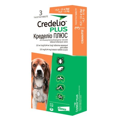 Таблетки для собак Elanco Credelio Plus від 5,5 до 11 кг 3 шт - masterzoo.ua