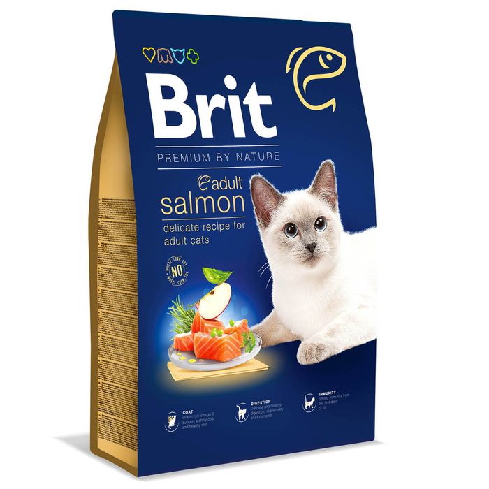 Сухой корм для котов Brit Premium by Nature Cat Adult Salmon 8 кг - лосось - masterzoo.ua