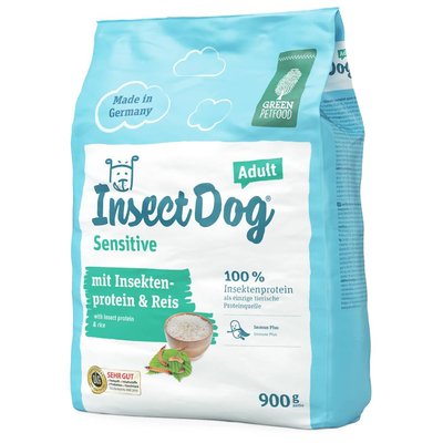 Сухой корм для собак Green Petfood InsectDog Adult Sensitive 900 г - насекомые и рис - masterzoo.ua