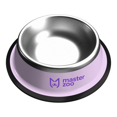 Миска MasterZoo металлическая на резиновой основе 200 мл - фиолетовая - masterzoo.ua