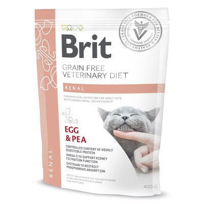 Сухий корм для котів, при захворюваннях нирок Brit GF Veterinary Diet Renal 400 г - яйце - masterzoo.ua