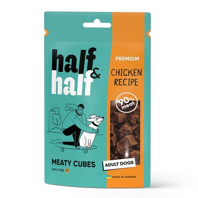 Лакомство для собак Half&Half Meaty Cubes Adult 100 г - курица - masterzoo.ua