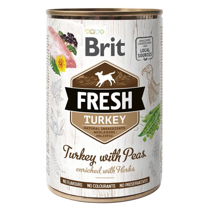Вологий корм для собак Brit Fresh Turkey with Peas 400 г (індичка) - masterzoo.ua