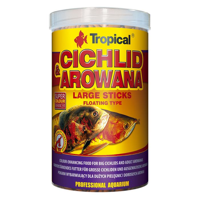 Сухой корм для аквариумных рыб Tropical в палочках «Cichlid & Arowana Large Sticks» 1 л (для плотоядных цихлид) - masterzoo.ua
