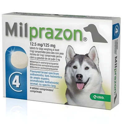 Таблетки для собак KRKA Мілпразон, від 5 кг, 4 таблетки - для лікування та профілактики гельмінтозів - masterzoo.ua