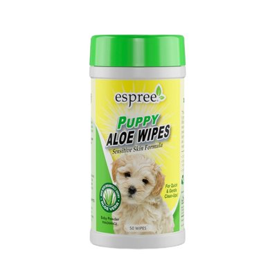 Влажные салфетки для щенков Espree Puppy Aloe Wipes 50 шт - детская присыпка - masterzoo.ua