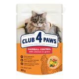 Влажный корм для кошек с эффектом выведения шерсти Club 4 Paws Premium 80 г (курица)