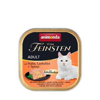 Вологий корм для котів Animonda Vom Feinsten Adult with Chicken, Salmon filet + Spinach | 100 г (курка, лосось та шпинат) - masterzoo.ua
