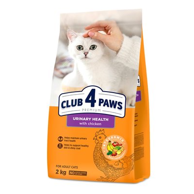 Сухий корм для котів при захворюваннях сечовивідних шляхів Club 4 Paws Premium Urinary 2 кг - курка - masterzoo.ua