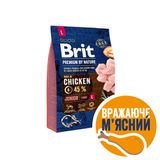 Сухой корм для щенков и молодых собак крупных пород (весом от 25 до 45 кг) Brit Premium Junior L 3 кг (курица)