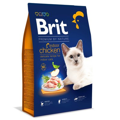 Сухий корм для котів, які живуть у приміщенні Brit Premium by Nature Cat Indoor 8 кг - курка - masterzoo.ua