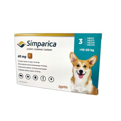 Жевательные таблетки для собак Симпарика (Simparica) от 10 до 20 кг, 3 таблетки - masterzoo.ua